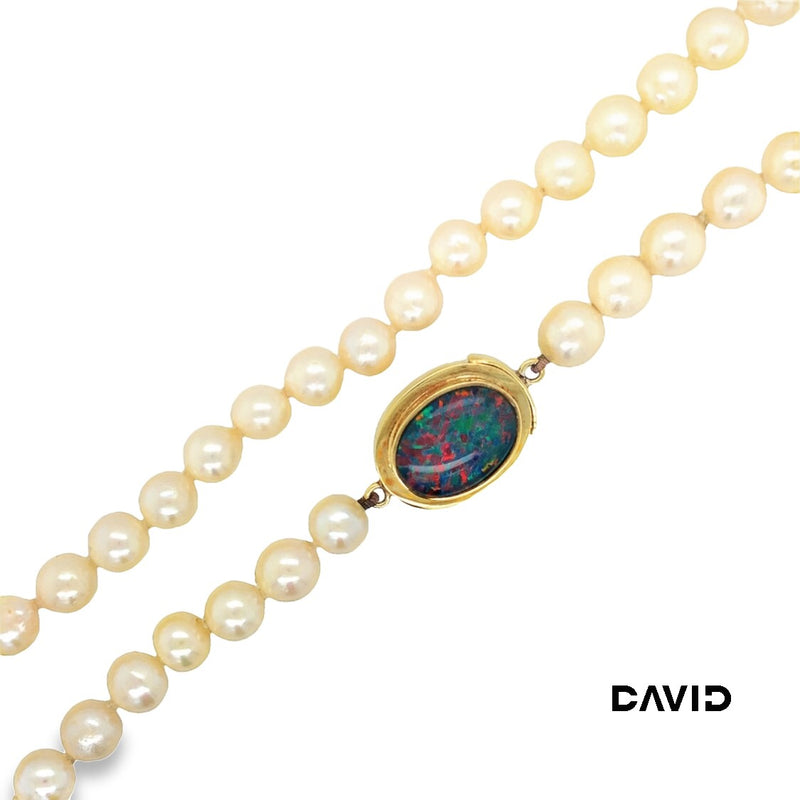 Perlenkette 80 Akoyaperle/Opal Doublette Gold 14k
