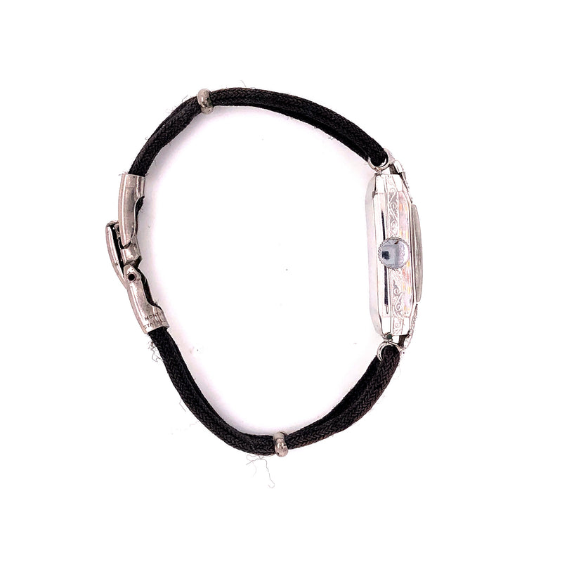 Damenuhr Art Deco Achtkant Diamant 750-18k Weißgold