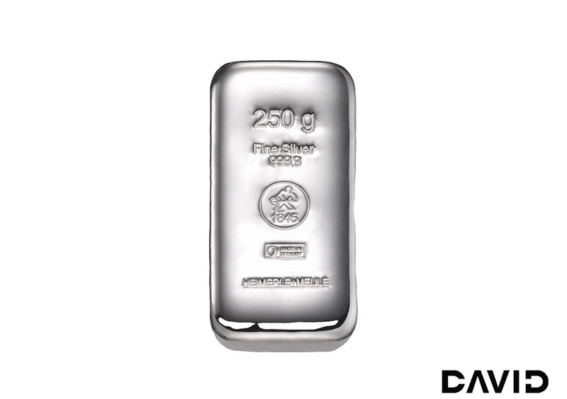 250g Silberbarren gegossen H+M Barren "Made in Germany" Silber s999