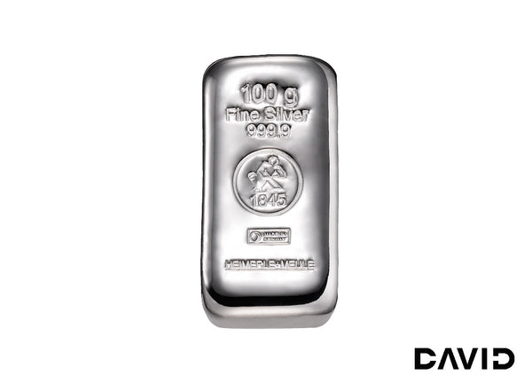 100g Silberbarren gegossen H+M Barren "Made in Germany" Silber s999