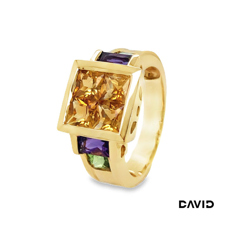 Ring Citrin / Amethyst / Peridot Gold 585/14k