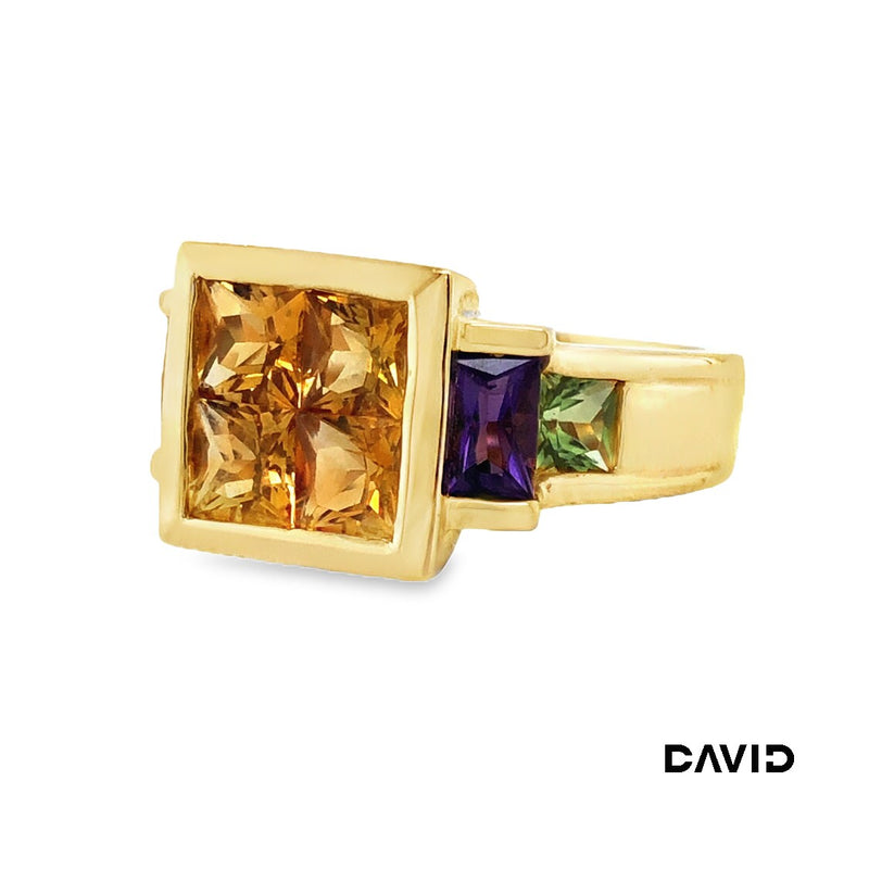 Ring Citrin / Amethyst / Peridot Gold 14k