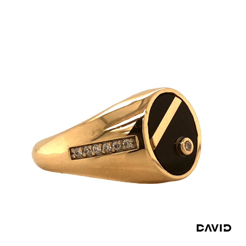 Ring Zirkonia/Onyx Gold 585/14k