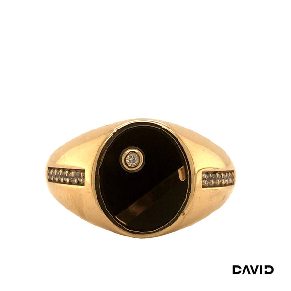 Ring Zirkonia/Onyx Gold 585/14k