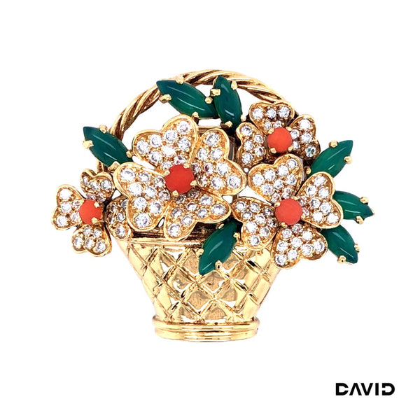 Brosche Van Cleefs & Arpels Brillanten / Farbsteine Gold 750/18k