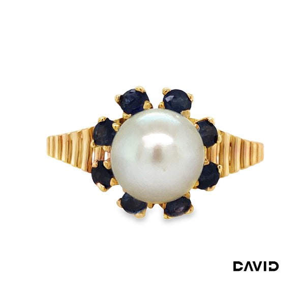 Ring Perle/Saphir Gold 750/18k