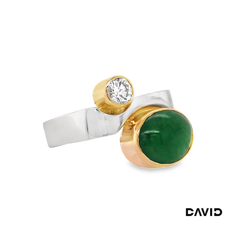 Ring Brillant/Jade Platin 950 + Gold 750