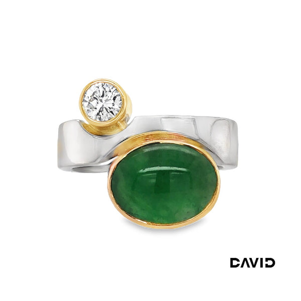 Ring Brillant/Jade Platin 950 + Gold 750