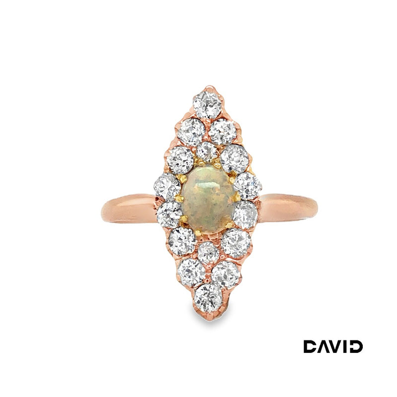 Ring Diamanten/Opal Gold 14k Rotgold