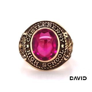 College Ring "1964" Farbstein rot 417/GG - 10k