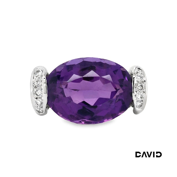 Ring Amethyst/Brillanten 750-18k Weißgold