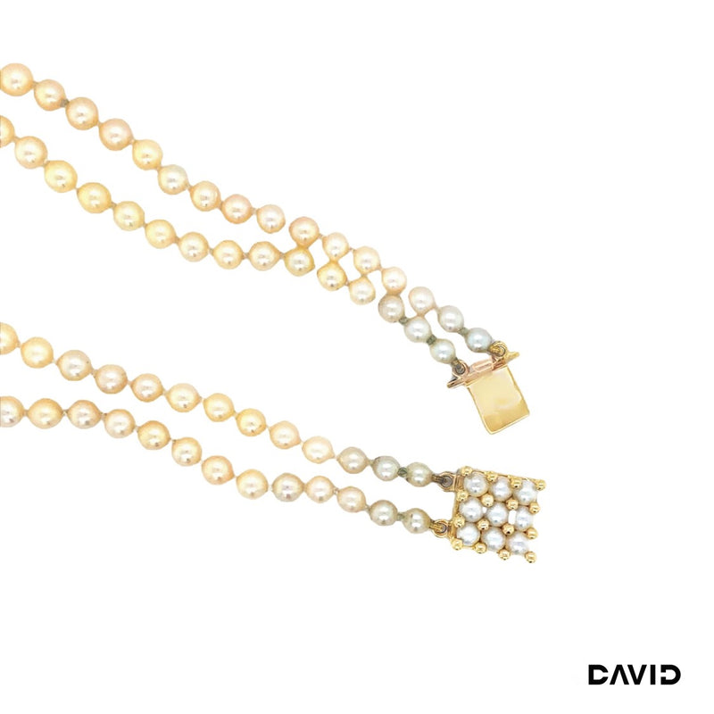 Perlenkette 2reihig Akoya Perle Gold 750/18k