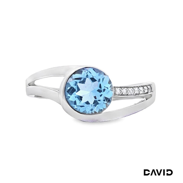 Ring Brill./Blautopas 585/14k Weißgold