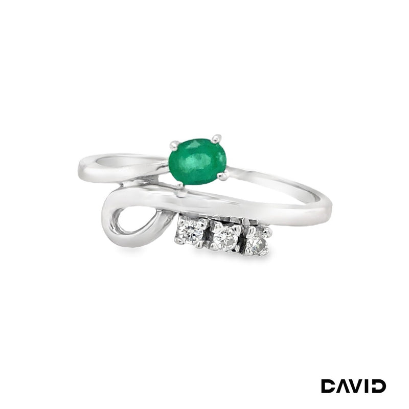 Ring Brill./Smaragd 585/14k Weißgold