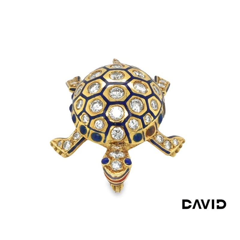 Brosche Schildkröte Brillanten Gold 750/18k
