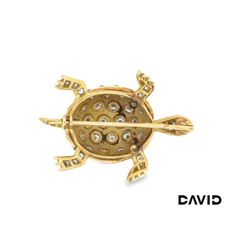 Brosche Schildkröte Brillanten Gold 750/18k