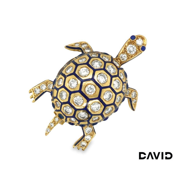 Brosche Schildkröte Brillanten Gold 750/18k