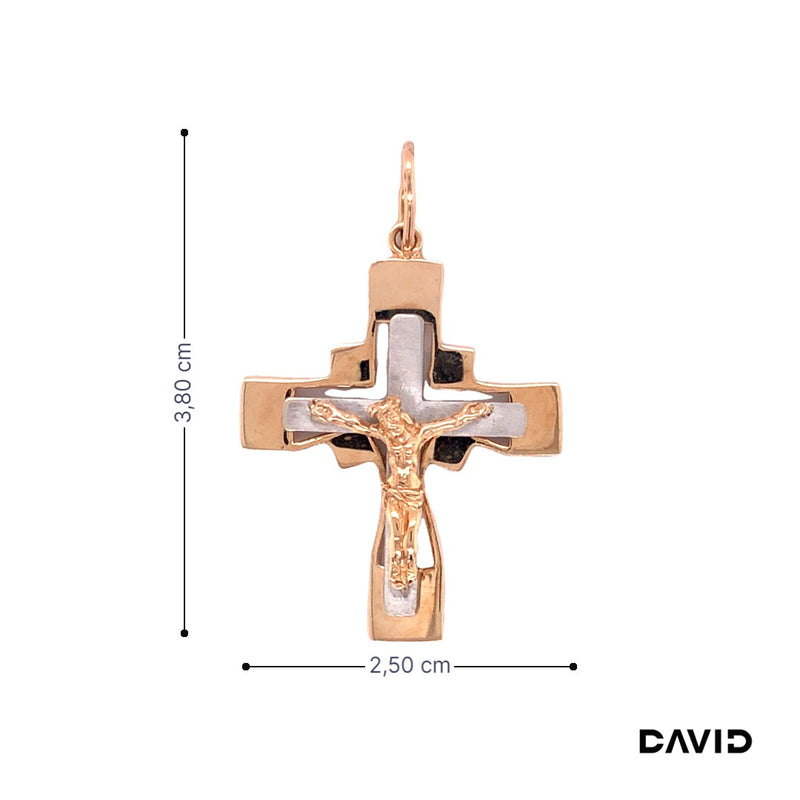 Anhänger Kreuz Gold 14k Bicolor