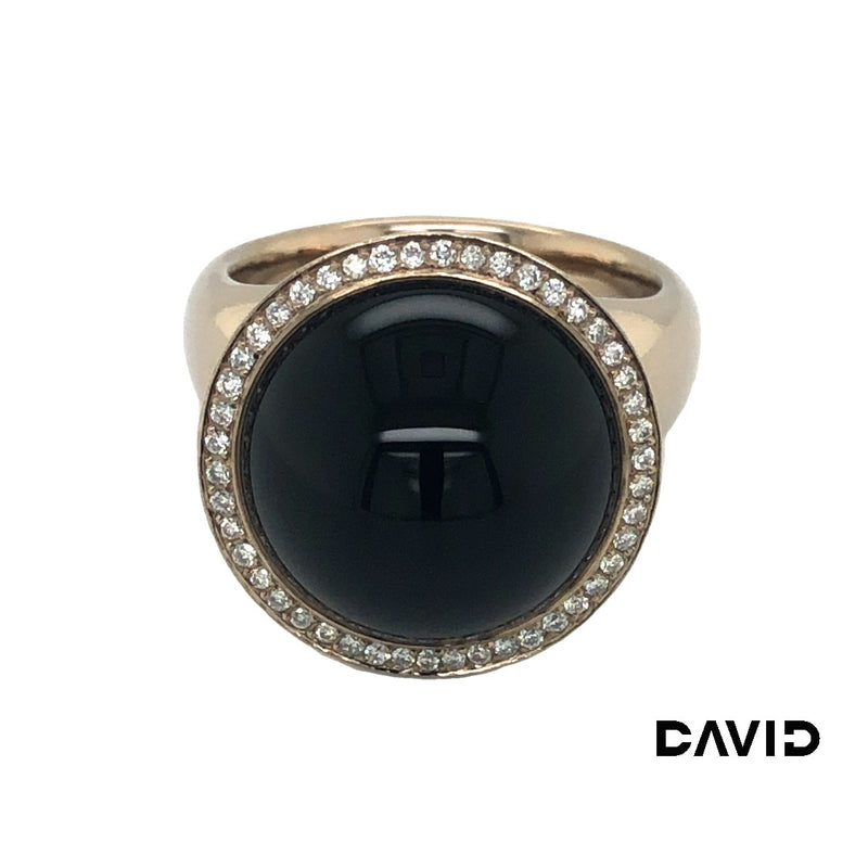 Ring Onyx Cabochon & Brillanten 750-18k Weißgold