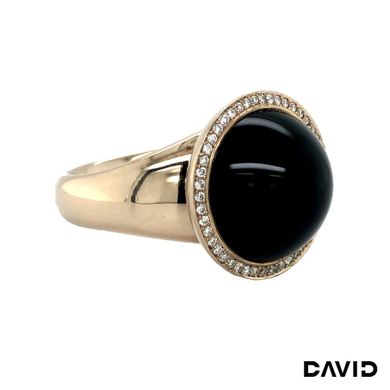 Ring Onyx Cabochon & Brillanten 750-18k Weißgold