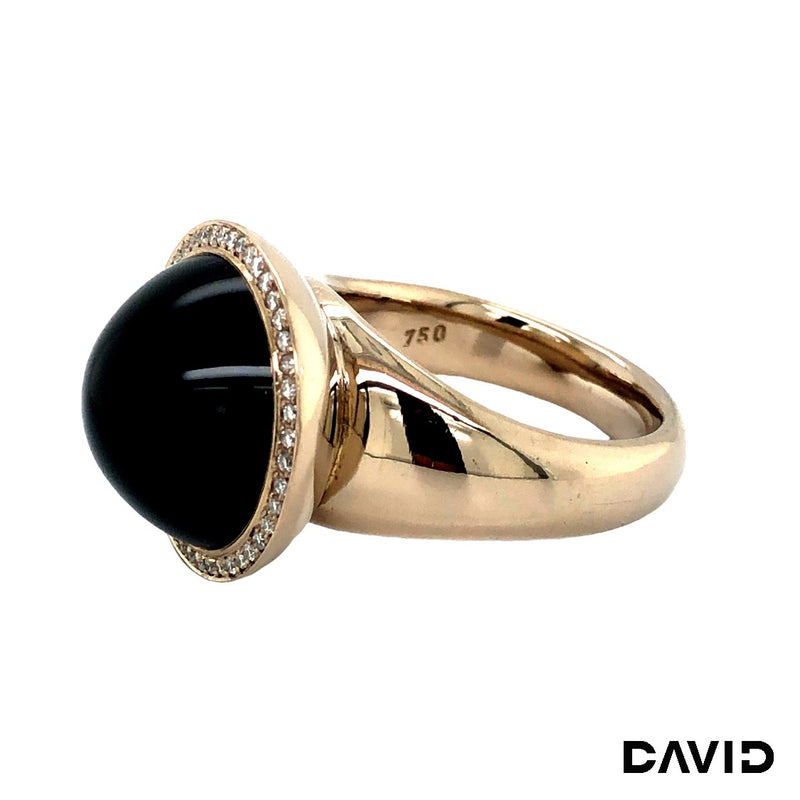 Ring Onyx Cabochon & Brillanten 750-18k Weißgold