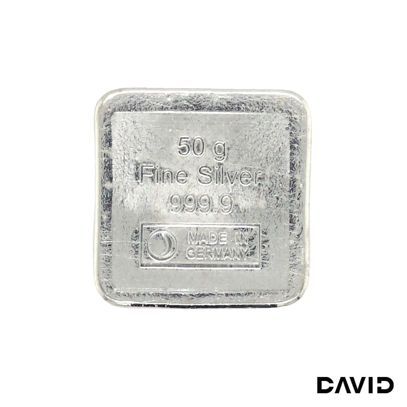 50g Silberbarren gegossen H+M Barren "Made in Germany" Silber s999