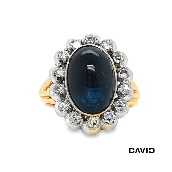 Ring Achtkant/Saphire Gold 750/18k
