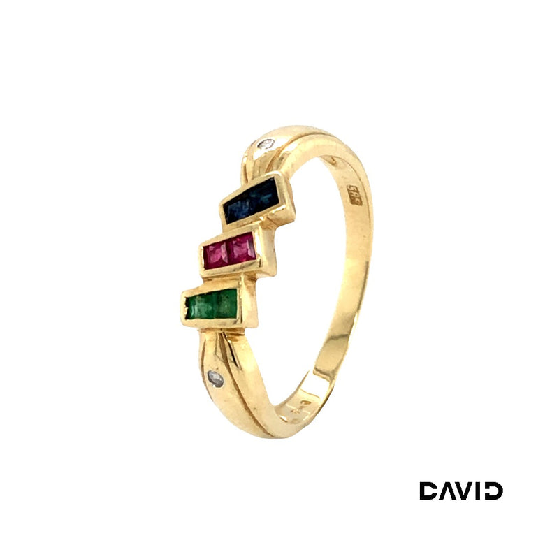 Ring Rubin/Saphir/Smaragd/Brillant Gold 585/14k