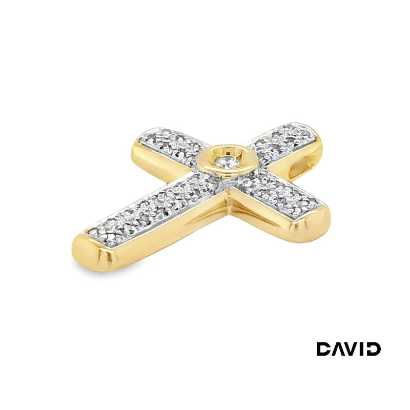 Anhänger Kreuz Achtkant Diamanten/Brillant Gold 14k Bicolor