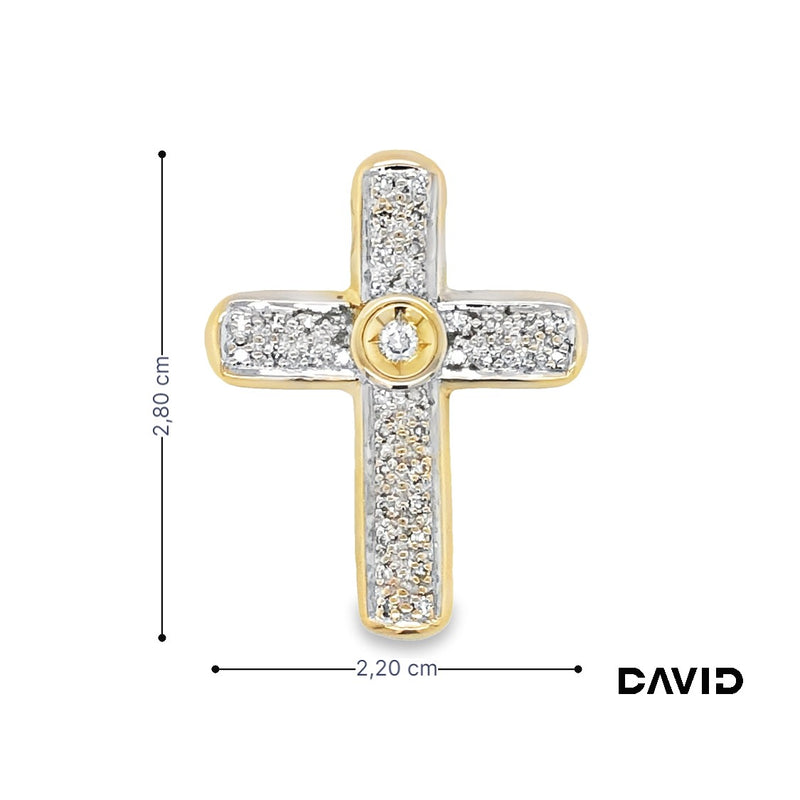 Anhänger Kreuz Achtkant Diamanten/Brillant Gold 14k Bicolor