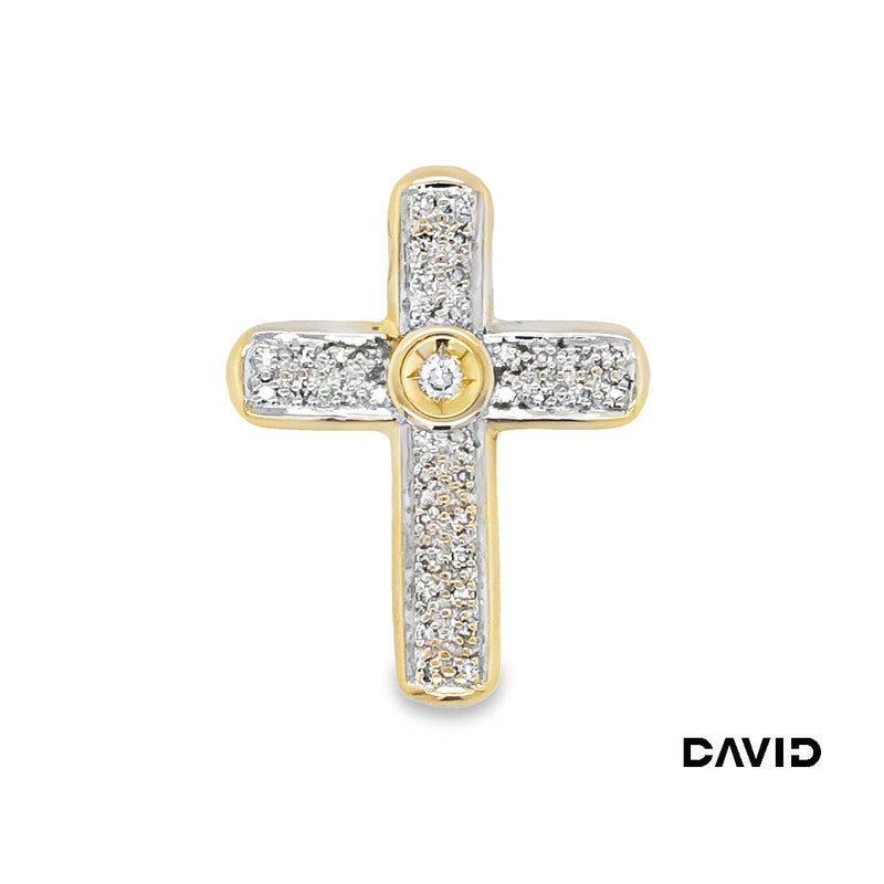 Anhänger Kreuz Achtkant Diamanten/Brillant Gold 14k Bicolor