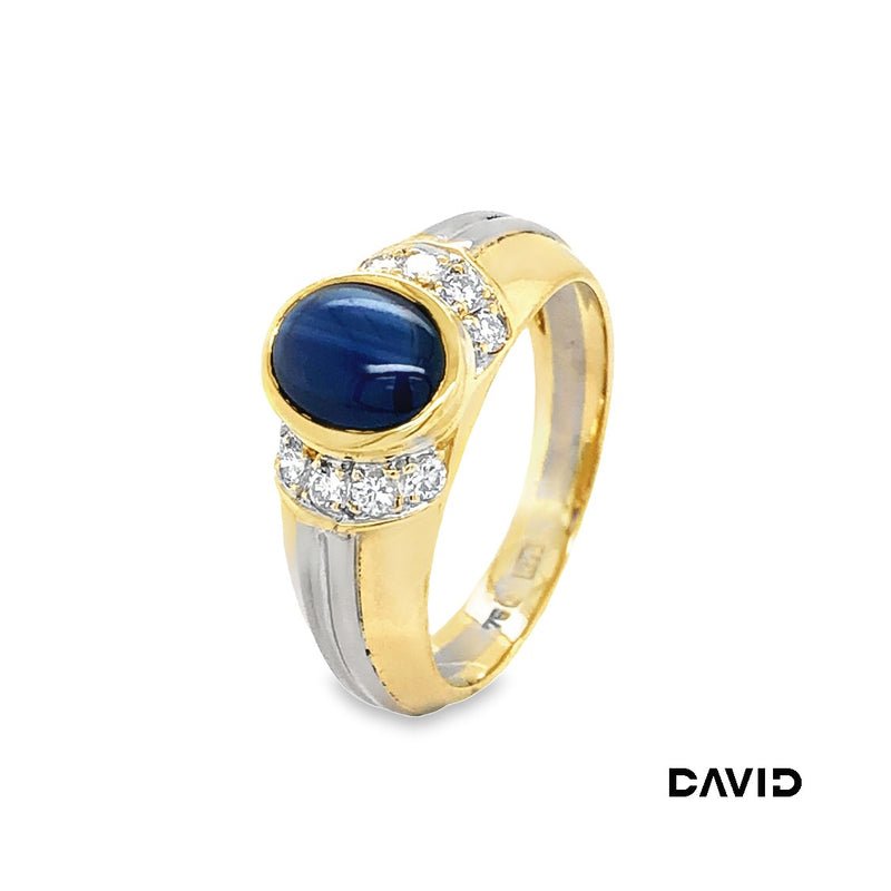 Ring Brillant & Saphir Gold 18k Bicolor