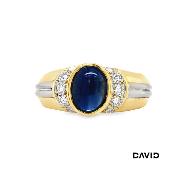 Ring Brillant & Saphir Gold 18k Bicolor