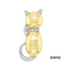 Brosche Katze Bibigi Brillanten Gold 18k Bicolor