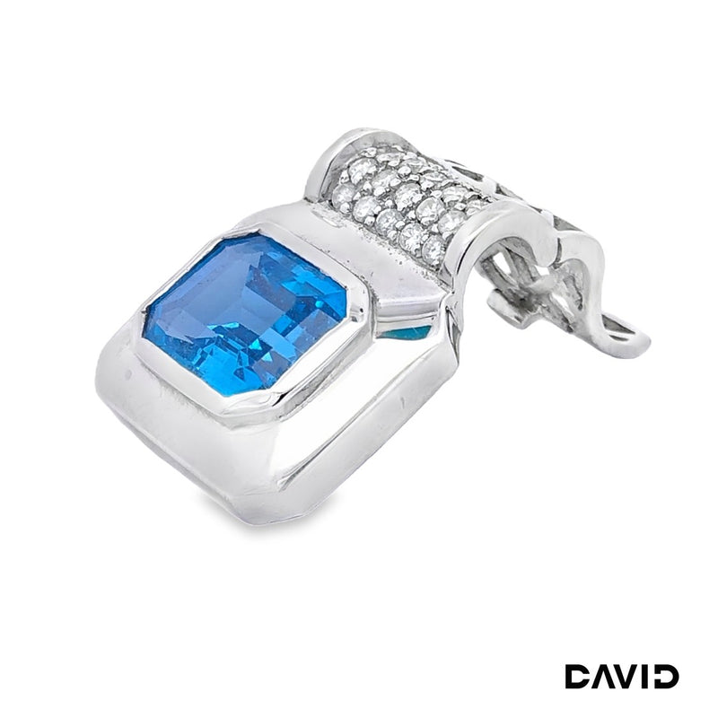 Anhänger Clip Brillanten & Blautopas 585/14k Weißgold