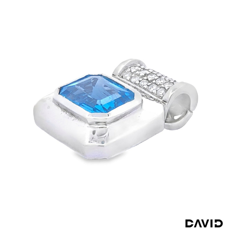 Anhänger Clip Brillanten & Blautopas 585/14k Weißgold
