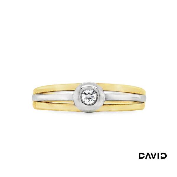 Ring mit Brillant Brillant Gold 18k Bicolor