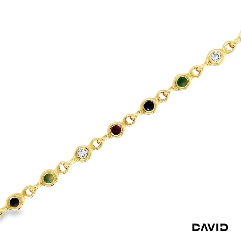Armband 20 Brillanten/Rubin/Smaragd/Saphir Gold 750/18k
