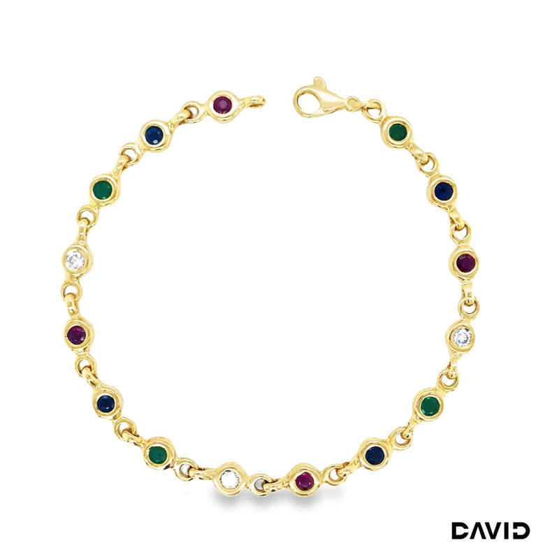 Armband 20 Brillanten/Rubin/Smaragd/Saphir Gold 750/18k