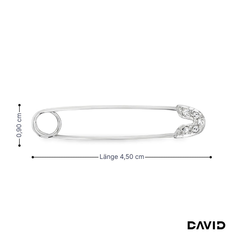 Brosche Sicherheitsnadel Diamant Achkant Schliff 585/14k Weißgold