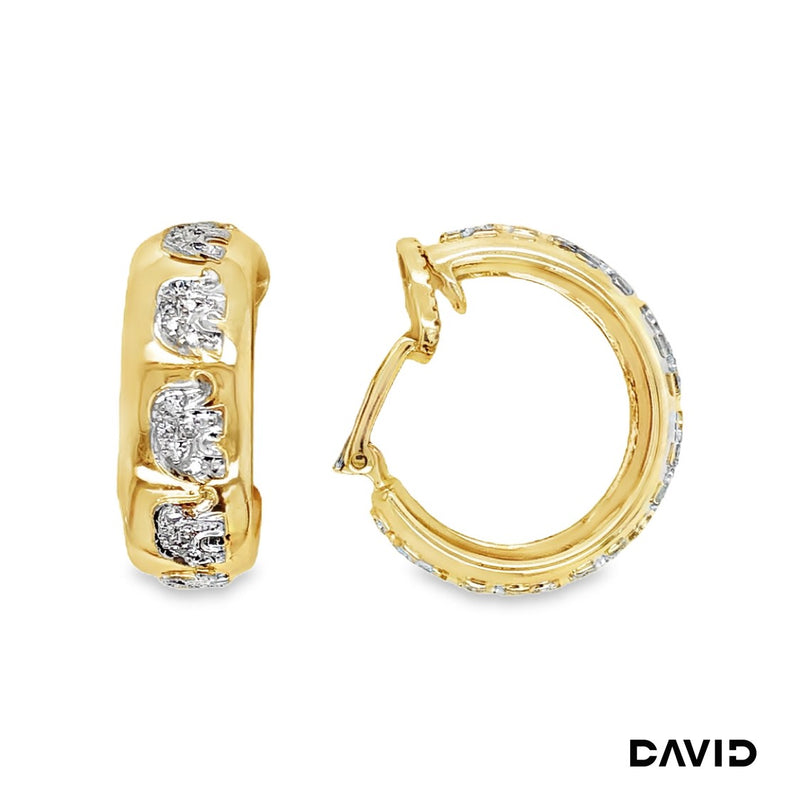 Creolen Elefanten Diamanten im Achtkant Schliff Gold 585/14k