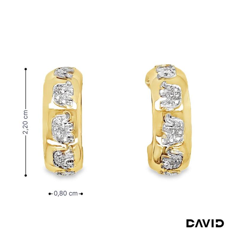 Creolen Elefanten Diamanten im Achtkant Schliff Gold 585/14k