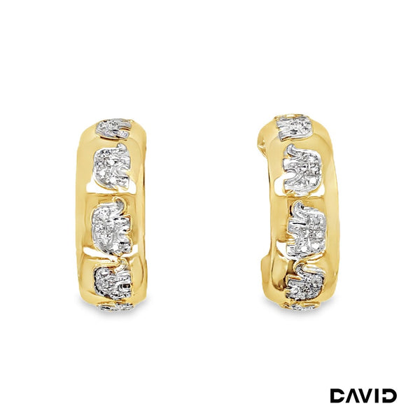 Creolen Elefanten Diamanten im Achtkant Schliff Gold 585/14k