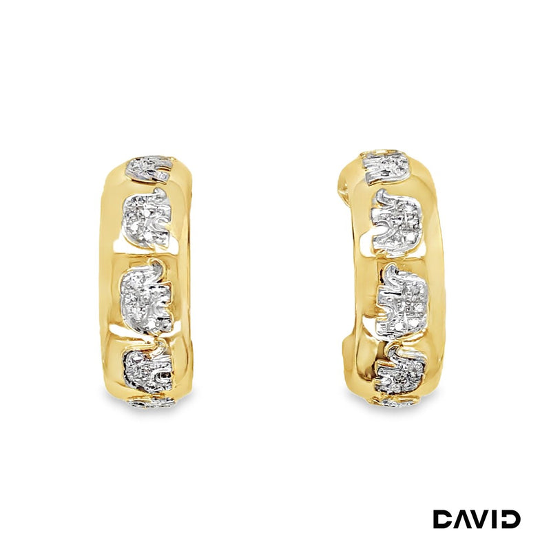 Creolen Elefanten Diamanten im Achtkant Schliff Gold 585/14k