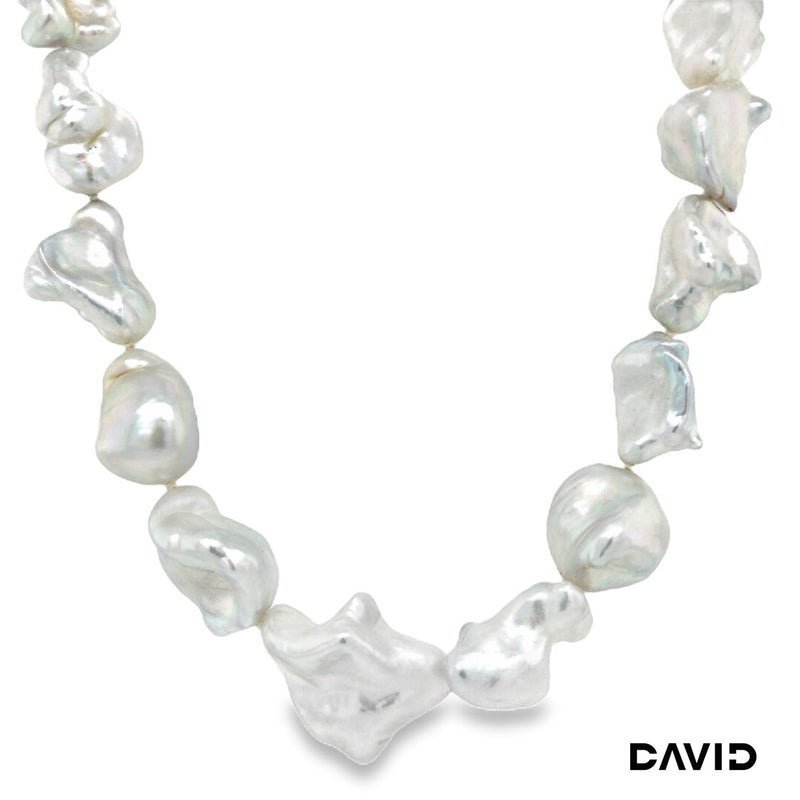 Perlenkette "Barock" Diamanten im Achtkant Schliff Gold 750/18k