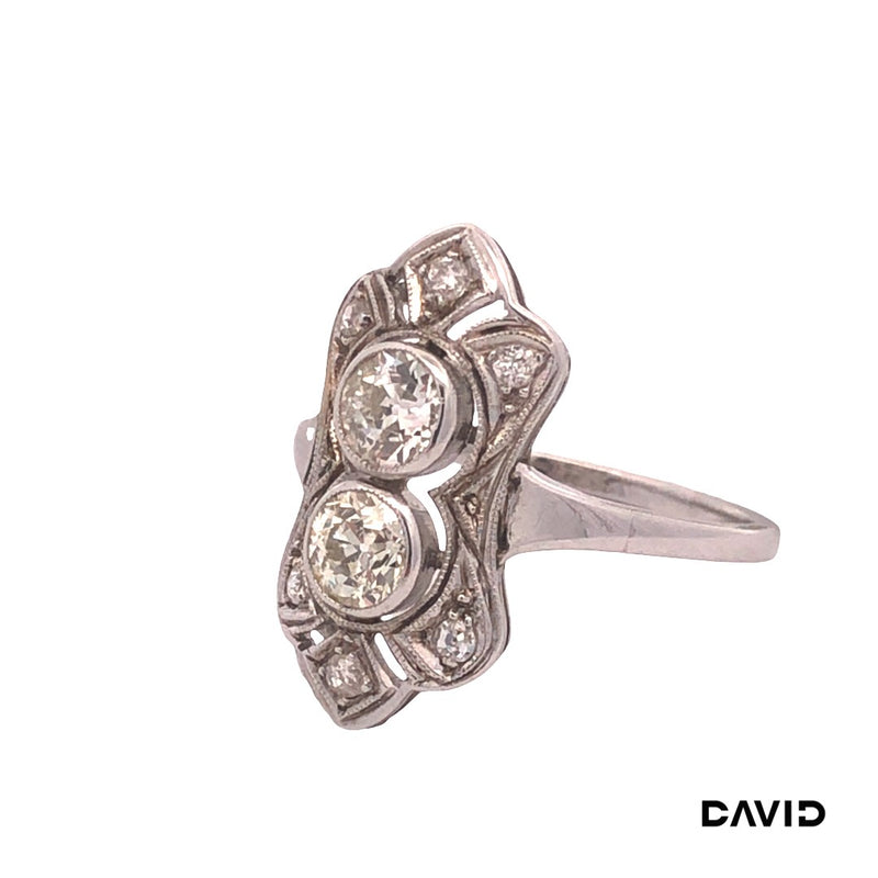 Ring Art Deco Diamant - Altschliff 585/14k Weißgold