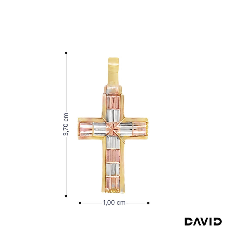 Anhänger Kreuz Gold 14k Tricolor