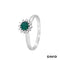 Ring Smaragd und Diamantbesatz 750-18k Weißgold