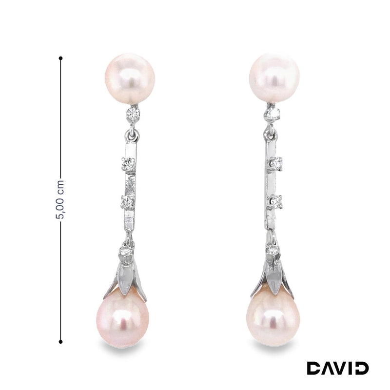 Ohrstecker Perle Akoya Perle / Diamanten 585/14k Weißgold