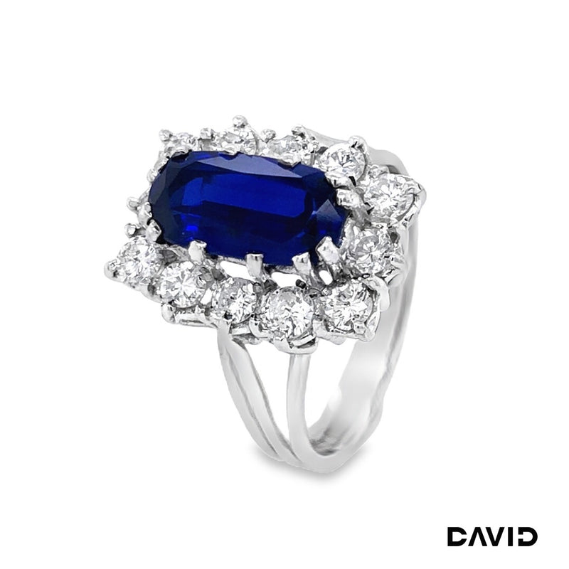 Ring Brillanten/synth. Saphir 750-18k Weißgold